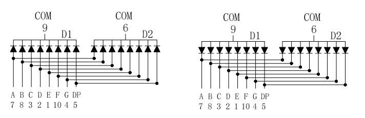 信恩两位数码管XE-2281AW白光电路原理图