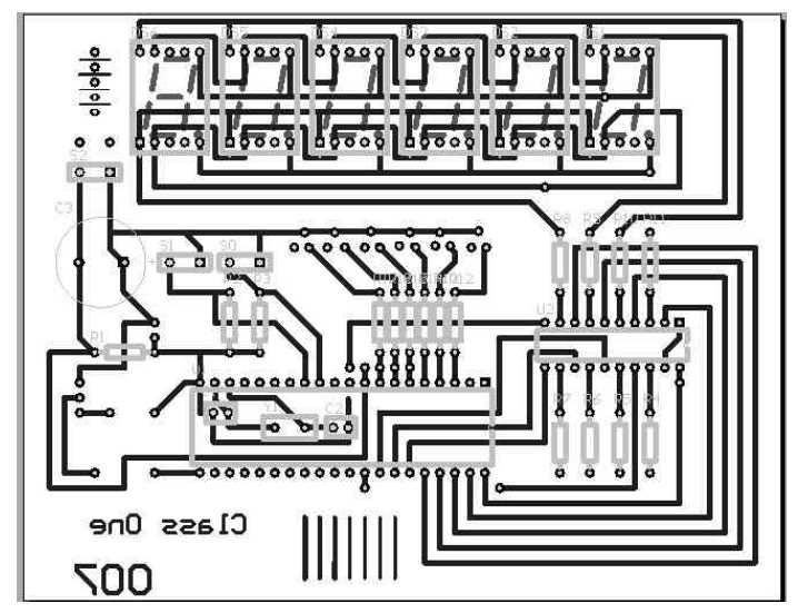 led数码管时钟系统元件布局布线图