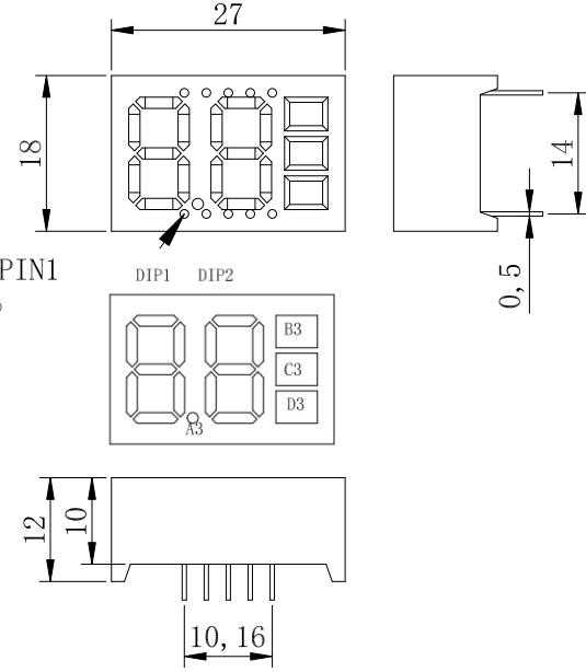 led数码管显示屏结构尺寸图